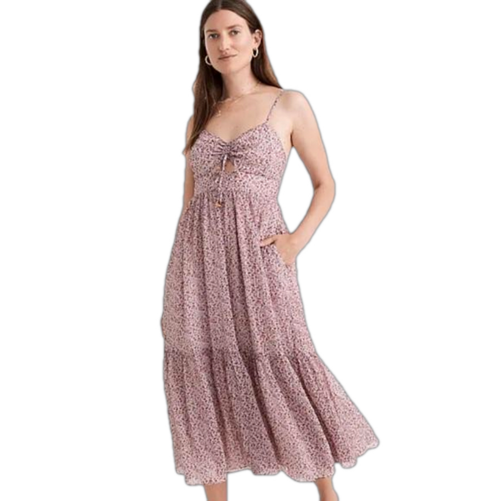 Madewell Pink Floral Midi Dress